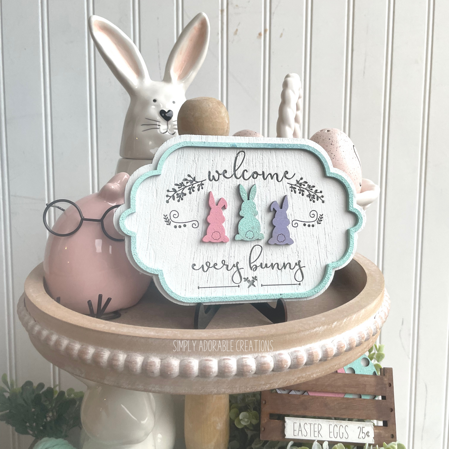 Every Bunny Welcome Mini Tiered Tray Sign