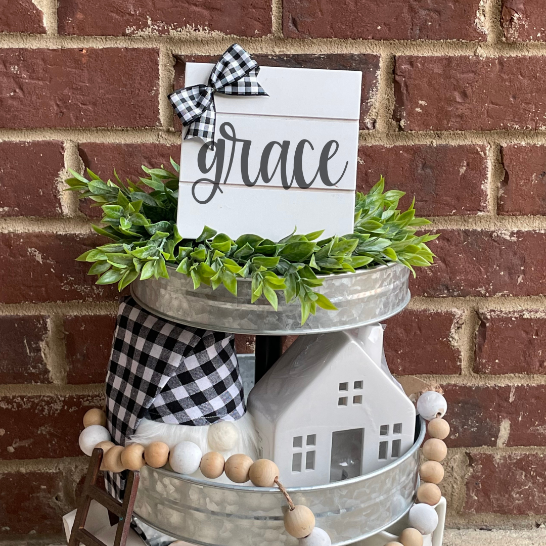 Shiplap Farmhouse Word Tiered Tray Signs