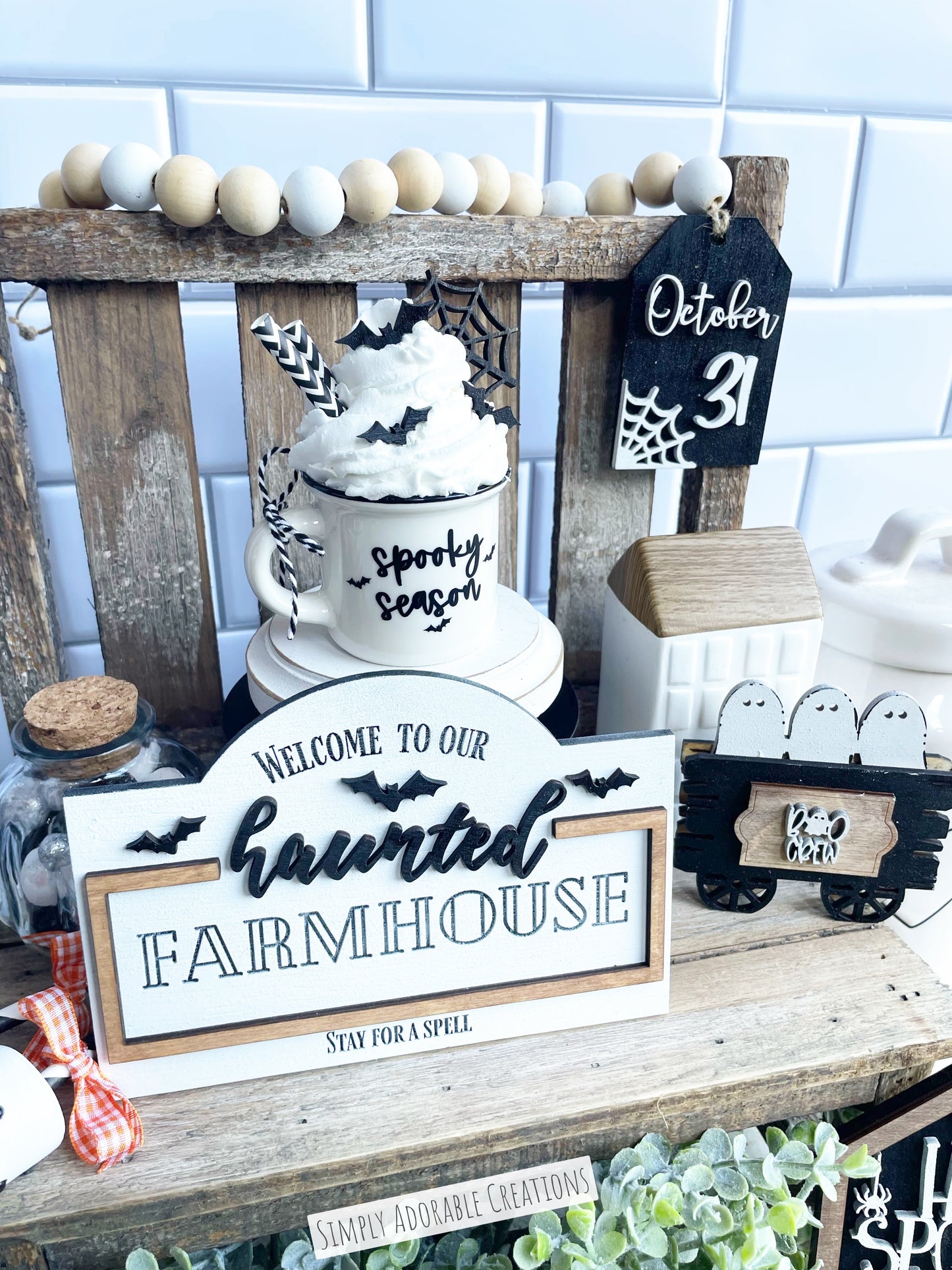 Farmhouse Halloween  Tiered Tray Set