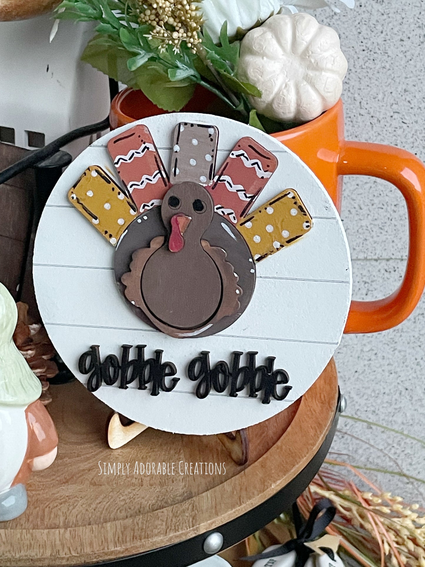 Gobble Thanksgiving Tiered Tray Decor