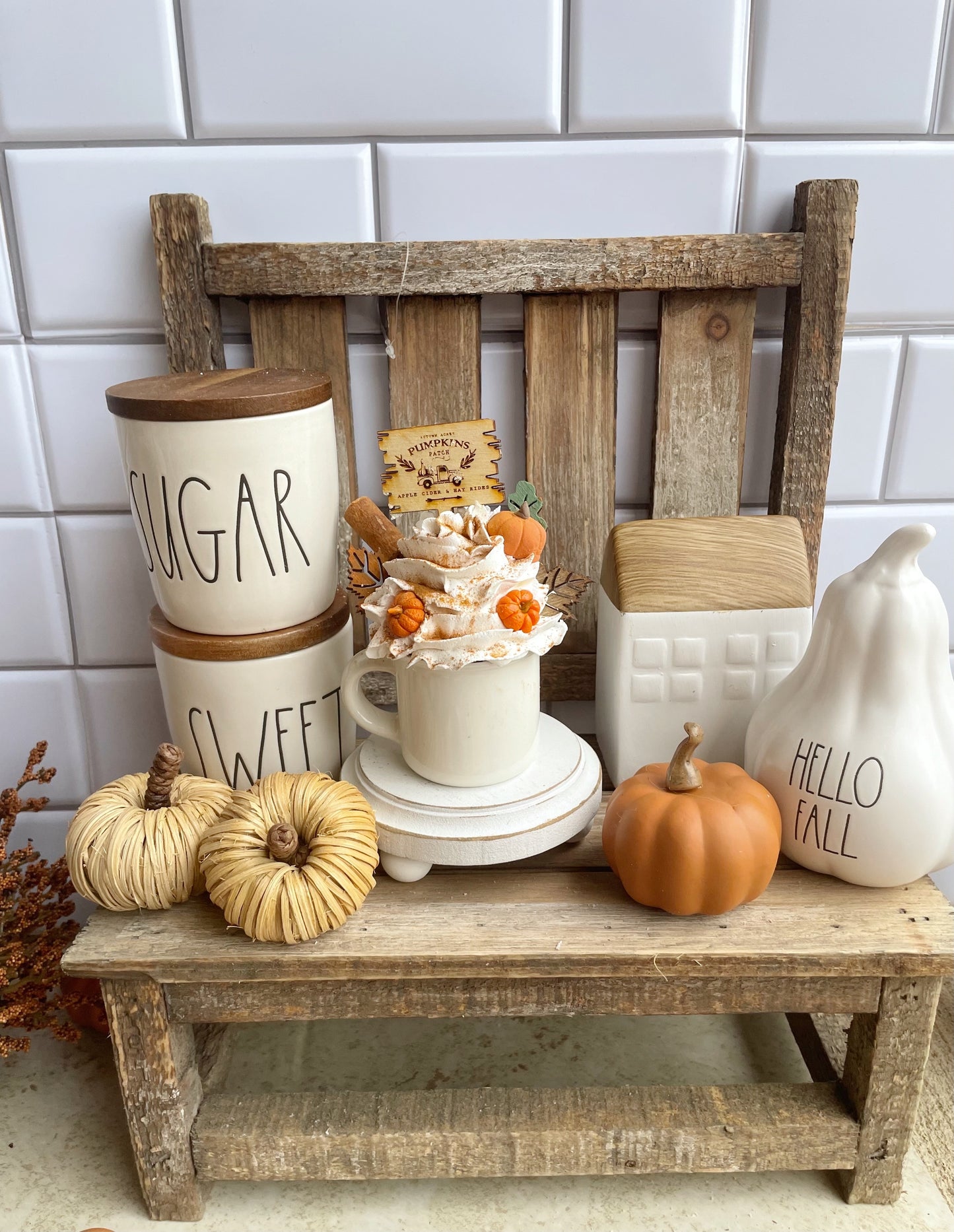 Fall Sweet Fall Navy and Orange Tiered Tray Set