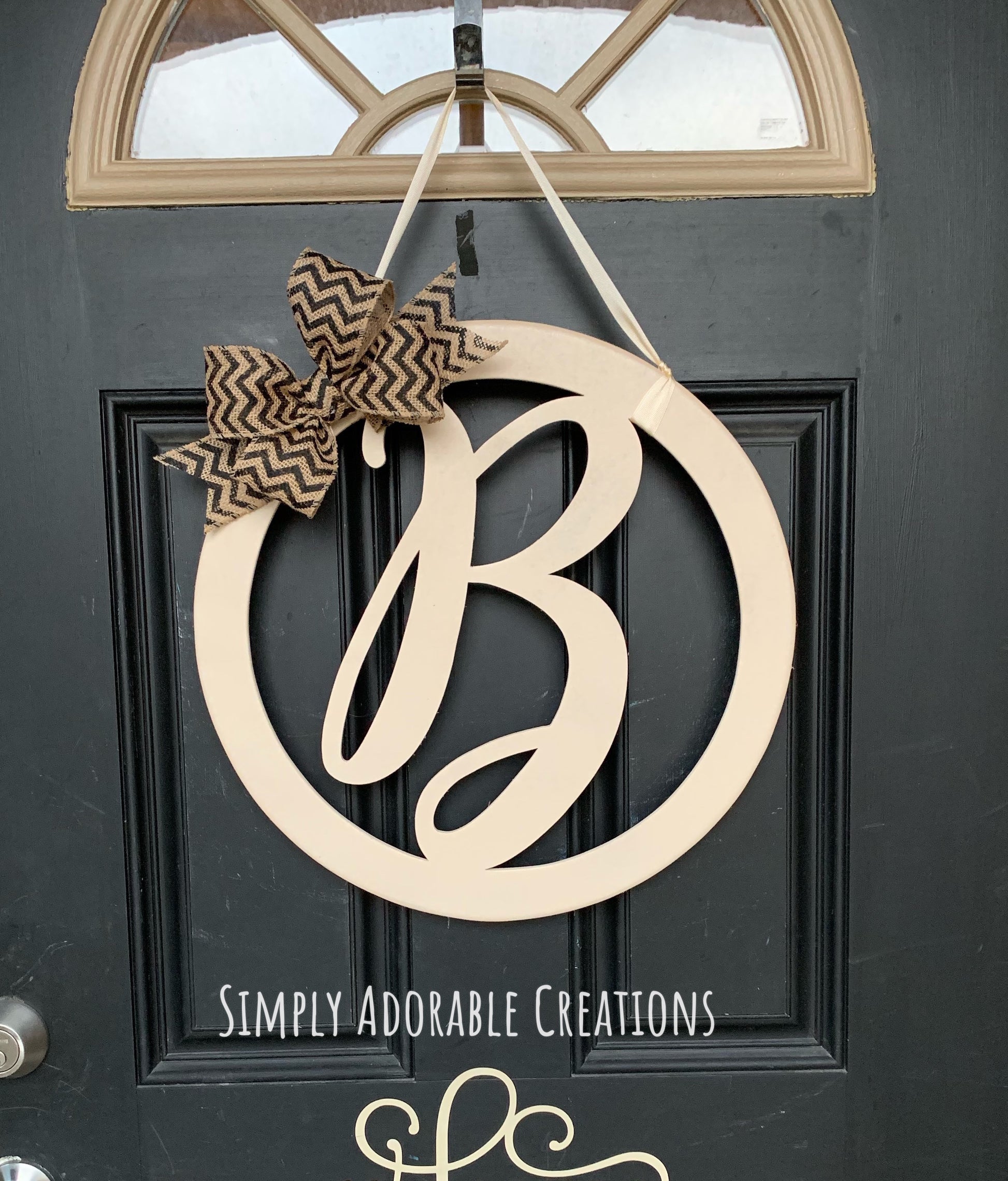 Monogram Script Initial Circle Door Hanger - Simply Adorable Creations